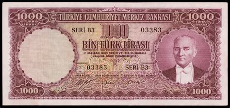 Turkey 1000 Turkish Lira banknote 1953 Atatürk|World Banknotes & Coins Pictures | Old Money ...