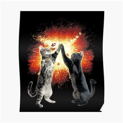 "High-Five Cats Explosion Meme Graphic" Poster for Sale by DoYoonR ...