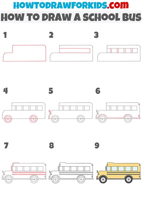 How to Draw a School Bus Step by Step - Drawing Tutorial For Kids