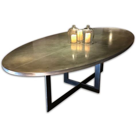 Contemporary Oval Zinc-Top Dining Table | Zinc Top Table | Oval table ...