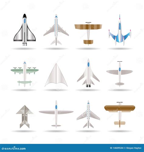 Different Types of Plane Icons Stock Vector - Illustration of fighter ...