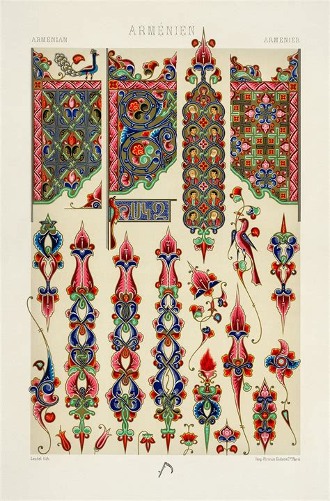 Armenian pattern from L'ornement Polychrome (1888) by Albert Racinet (1825–1893). Digitally ...