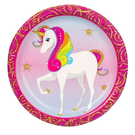 View Unicorn Paper Plates, 7 in., | Unicorn paper plates, Unicorn plates, Unicorn party supplies