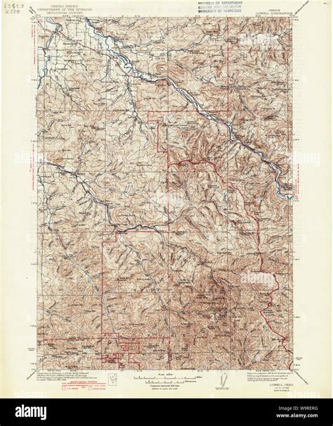 USGS Topo Map Oregon Lowell 283189 1942 125000 Restoration Stock Photo ...