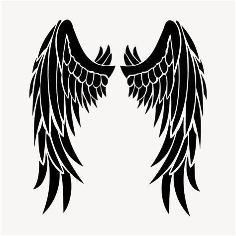 Angel wings sticker, black illustration | Free Vector - rawpixel