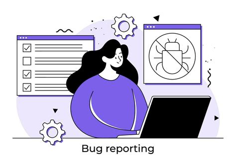 Bug fixing flat illustration concept, Software problem or system failure, Female developer ...