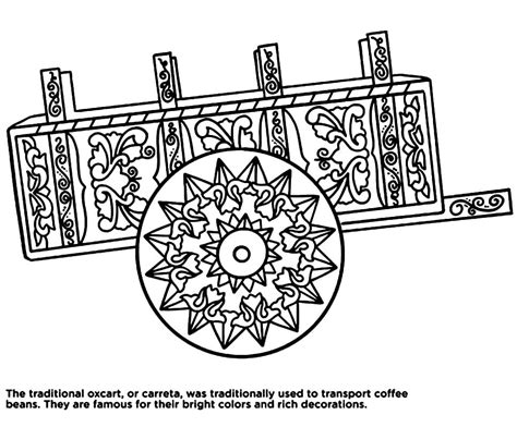 Costa Rica Oxcart Coloring Page - Free Printable Coloring Pages for Kids