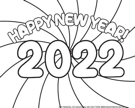 Happy New Year 2022 Coloring Pages