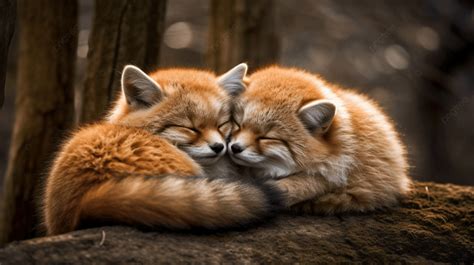 Cute Cubs Of Red Fox Cuddling Background, Cuddle, Hd Photography Photo, Cuddling Background ...