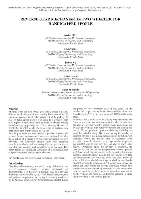 (PDF) REVERSE GEAR MECHANISM IN TWO WHEELER FOR … · 2019-07-05 · operated reverse gear mechanism ...