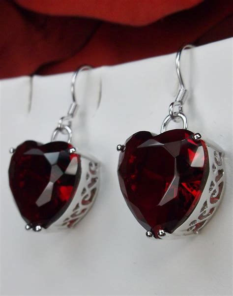 Red Ruby Earrings/ Solid Sterling Silver/ Simulated Ruby - Etsy