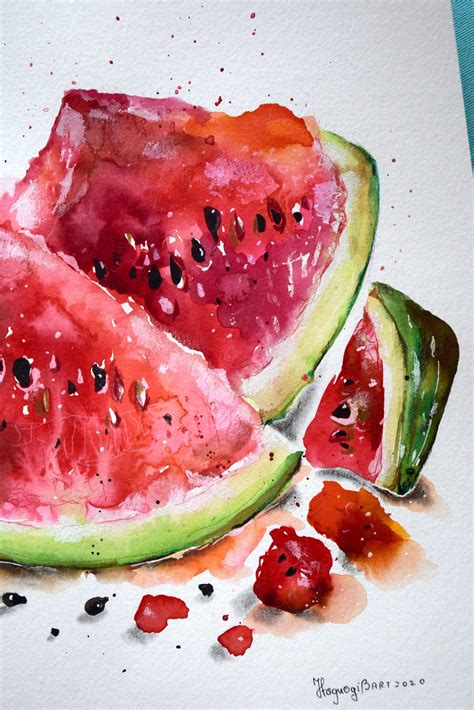 ORIGINAL Watermelon Watercolor Painting Fruits Wall Art | Etsy