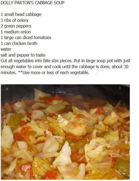 DOLLY PARTON DIET | Recipe | Cabbage soup diet recipe, Cabbage soup ...