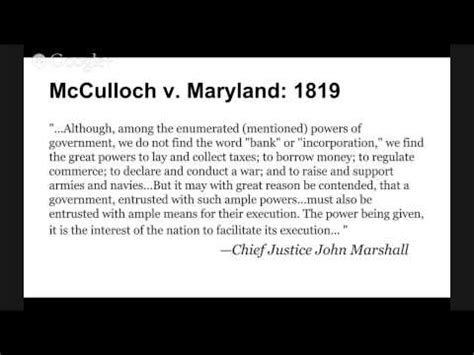 The Supreme Court Precedent Cases: McCulloch v. Maryland 1819 - YouTube