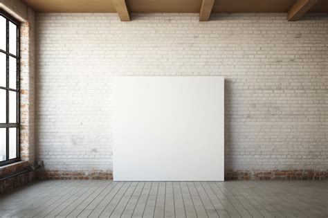 Premium AI Image | a square blank white mockup in a loft in a small ...