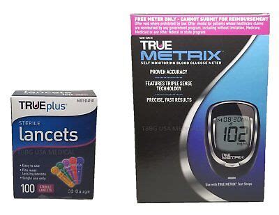 TRUEplus Diabetic Test Sterile Lancets 33 Gauge AND FREE TRUE METRIX METER 21292004460 | eBay