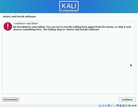 An installation step failed. Kali Linux Install Error – NetSideTech