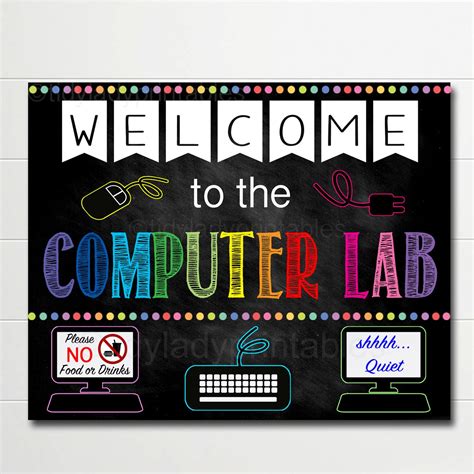 Computer Lab School Sign Classroom Decor Teacher Door Sign