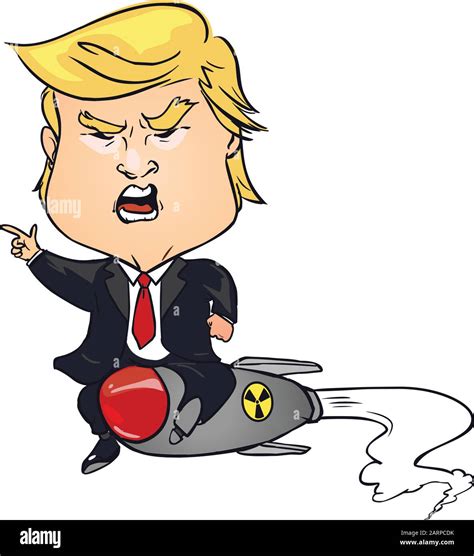 Donald trump on nuclear missile cartoon vector image Stock Vector Image ...