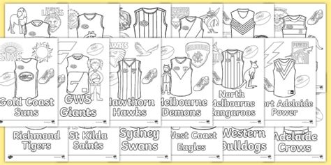 AFL Team Guernsey Colouring Pages - Australian Sports