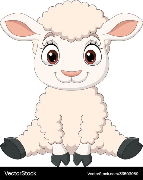 Cute baby lamb cartoon sitting Royalty Free Vector Image