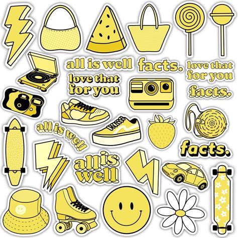 Yellow Aesthetic Sticker 30 Pack in 2021 | Aesthetic stickers, Vinyl sticker, Yellow aesthetic