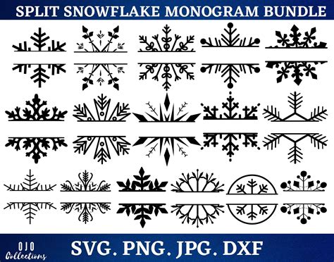 Christmas Svg, Snowflake Monogram SVG Bundle, Split Snowflake SVG ...