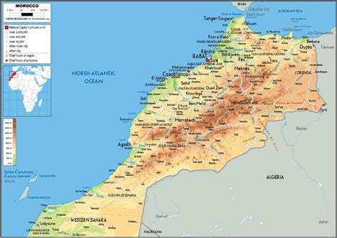 Morocco Map (Physical) - Worldometer