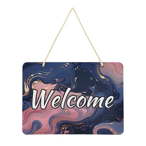 Welcome Door Sign Decoration 13.8" Rectangular Front Entrance Hanging ...