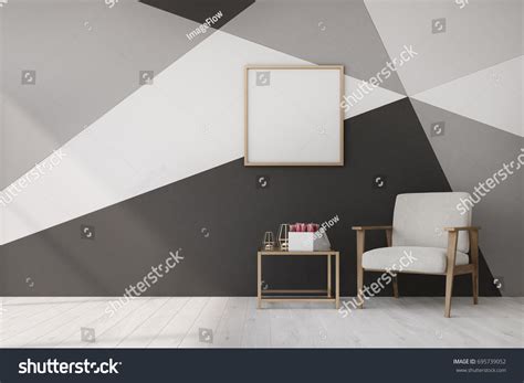 Living Room Interior White Black Geometric Stock Illustration 695739052 ...