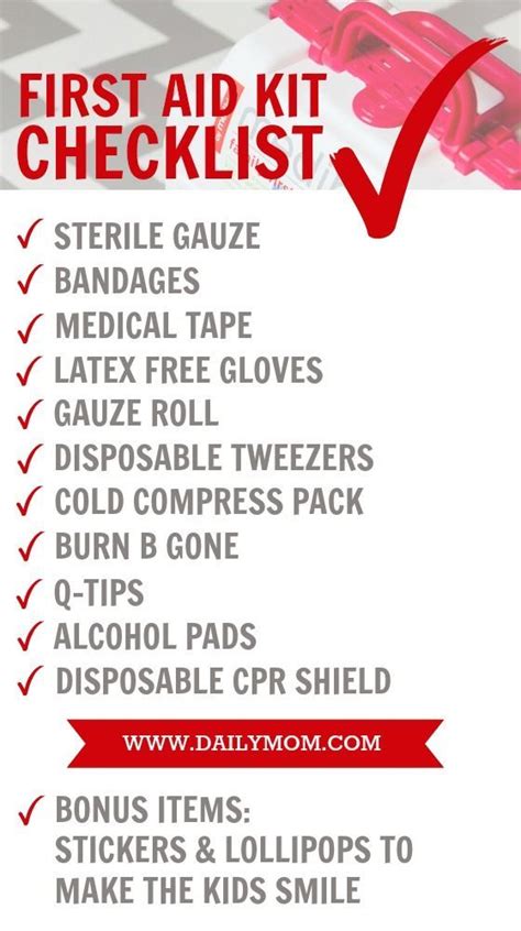 First Aid Box Checklist : Use our sample 'first aid kit checklist ...