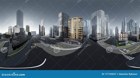 Panorama of the city. HDRI stock illustration. Illustration of environment - 177743651