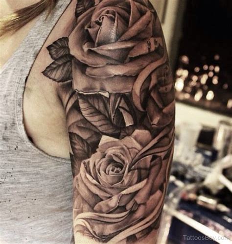 Black And White Rose Tattoo Sleeve ~ Tattoos Rose Sleeve Tattoo Half ...