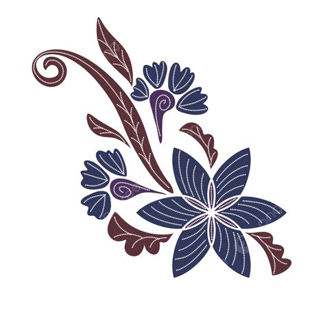 Batik Flower White Transparent, Batik Flower Navy Color, Batik Flower, Blue, Illustration PNG ...