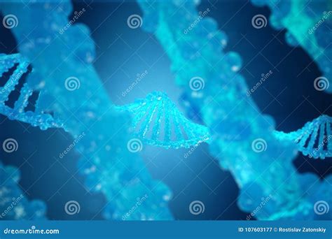 3D Illustration Helix DNA Molecule With Modified Genes. Correcting Mutation By Genetic ...