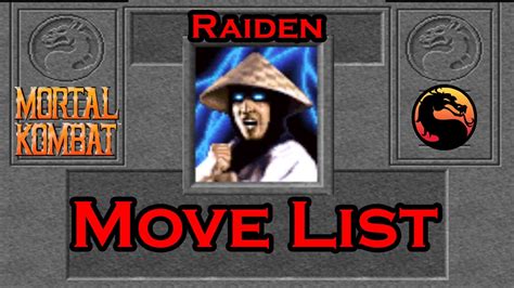 Mortal Kombat 1 (1992) - Raiden Move List - YouTube