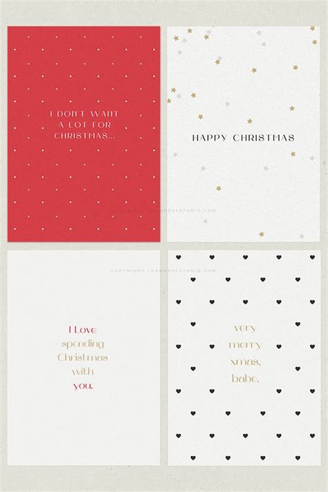 6 Minimalist Christmas card designs (PDF Printable, PNG Digital and ...