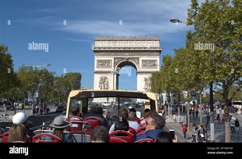 Sight seeing Paris in a Tour Bus through Paris Stock Photo - Alamy