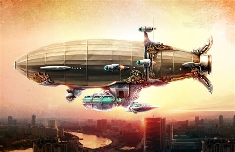 Wallpaper ID: 878437 / digital art, Zeppelin, airships, artwork, 720P, steampunk, fantasy art ...