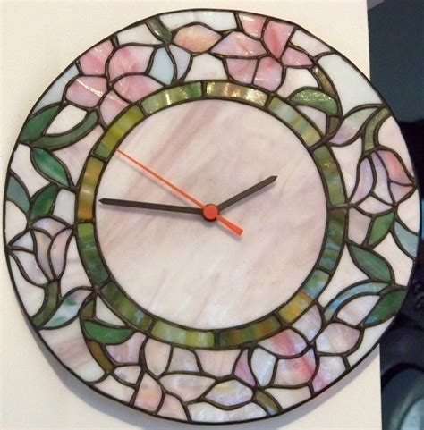 Vintage Wall Clock Tiffany Stained Glass Style by PaintedOnPlaques