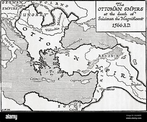 Map showing the Ottoman Empire at the death of Suleiman the Magnificent ...