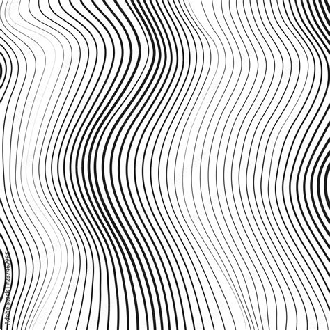 Black and white line art design. Abstract simple op art pattern. Vector vertical waving ...