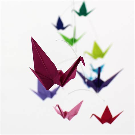 Rainbow Origami Paper Crane Mobile – The Timeless Crane