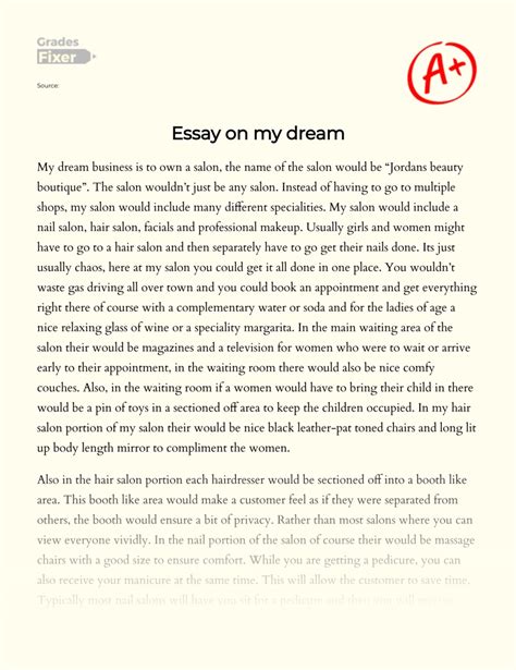 My Dream Business: Own a Salon: [Essay Example], 727 words