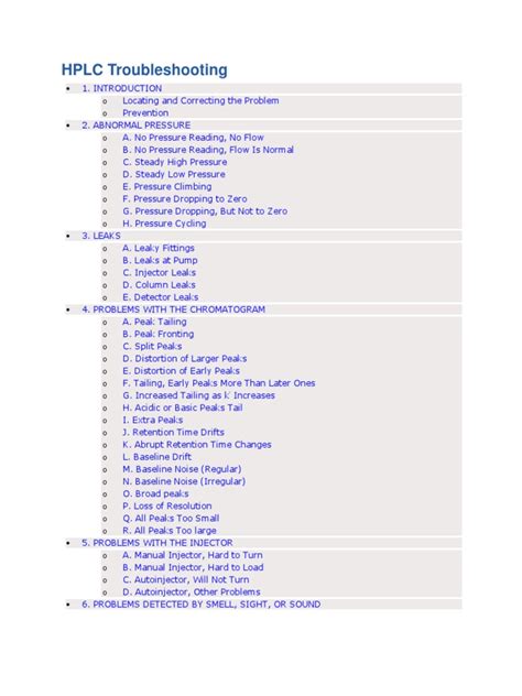 HPLC Troubleshooting | PDF | High Performance Liquid Chromatography | Chromatography
