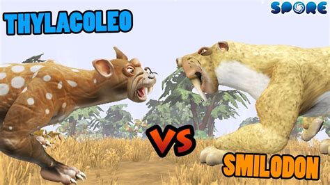 Thylacoleo vs Smilodon | Prehistoric Beast Battle [S3E13] | SPORE - YouTube