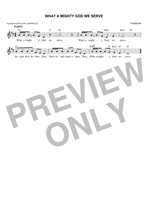 Traditional "What A Mighty God We Serve" Sheet Music Notes | Download Printable PDF Score 179278