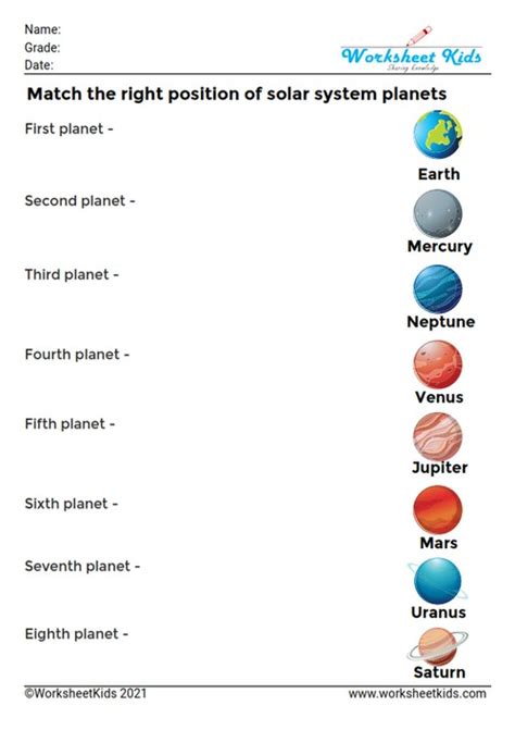 Solar System Planet Worksheets: Kindergarten, 1st, 2nd, 3rd Grade - PDF