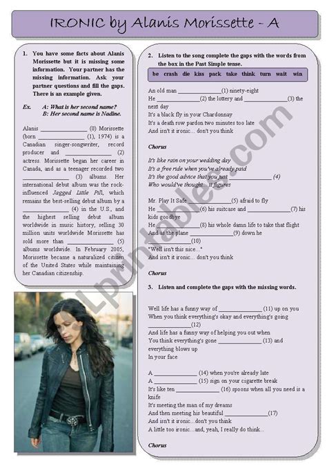 Alanis Morissette - Ironic - ESL worksheet by kariina.d