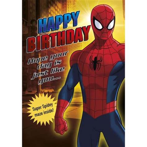 Happy Birthday Marvel Spiderman Activity Birthday Card (25455510 ...